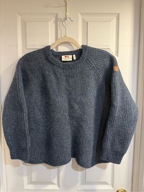 Fjallraven Women's Crew Neck Wool Sweater in Slate Blue